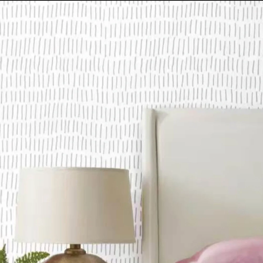 RoomMates Tick Mark Grey Vinyl Peel & Stick Repositionable Wallpaper Rolls